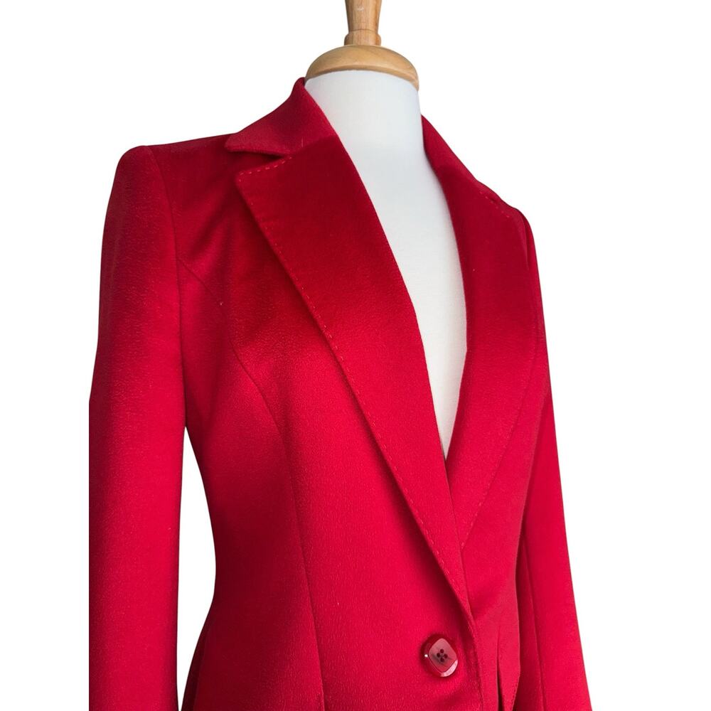 VTG Dana Buchman 100% Cashmere Blazer Womens 4 Cherry Red Power Dressing Luxe